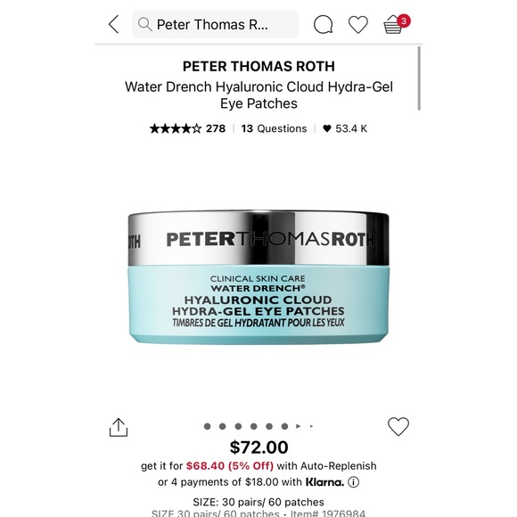 Must go before Jan 7th! Peter Thomas Roth - Water Drench Gel Eye Patches - Picture 1 of 2